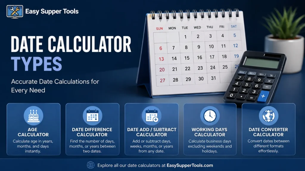 Date Difference Calculator – How to Calculate Days Between Two Dates | Easy Supper Tools